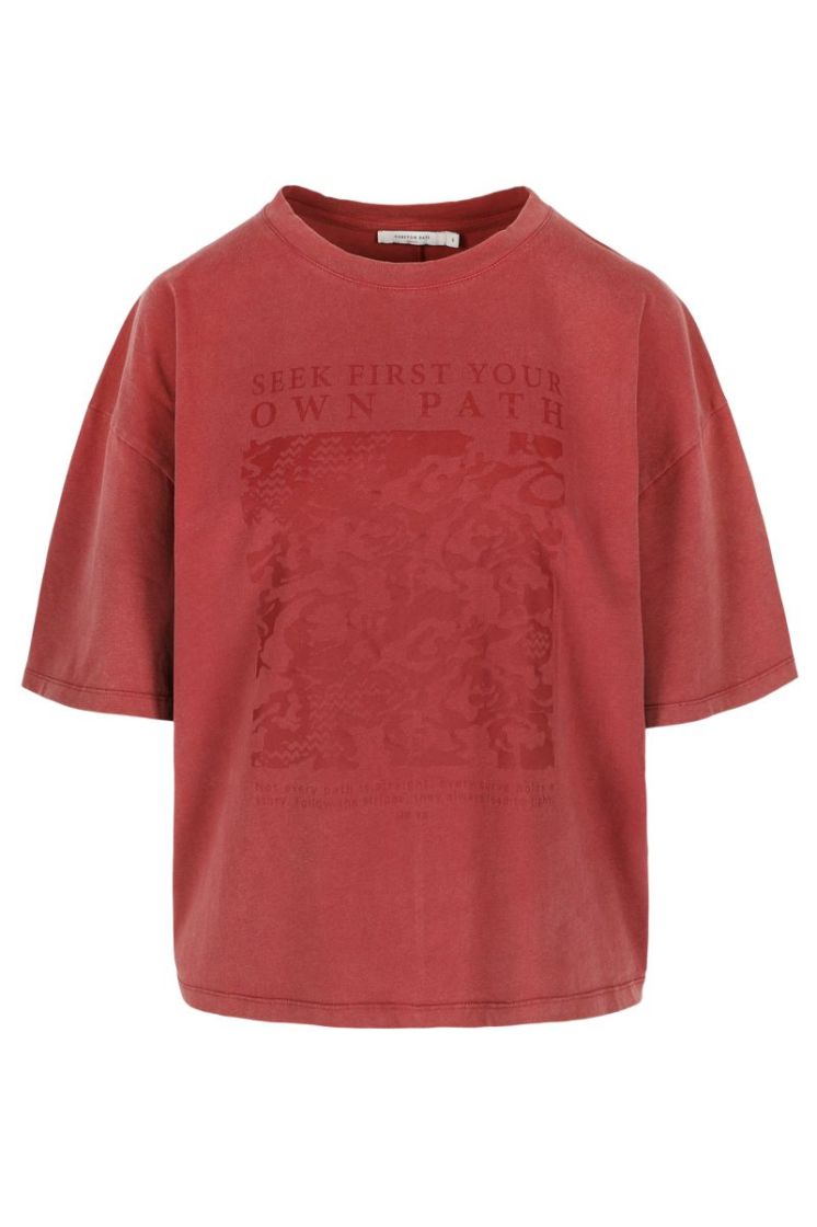 WASHED T-SHIRT WITH ARTWORK merlot 
