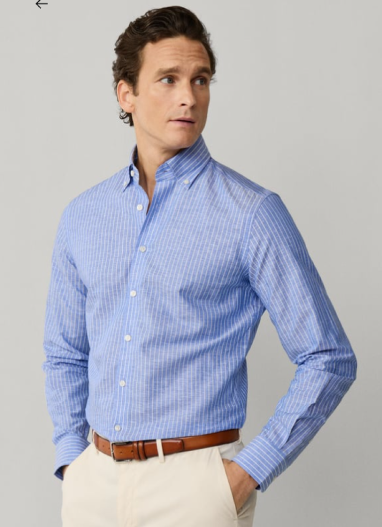 cot linen blazer str 534 summer blue