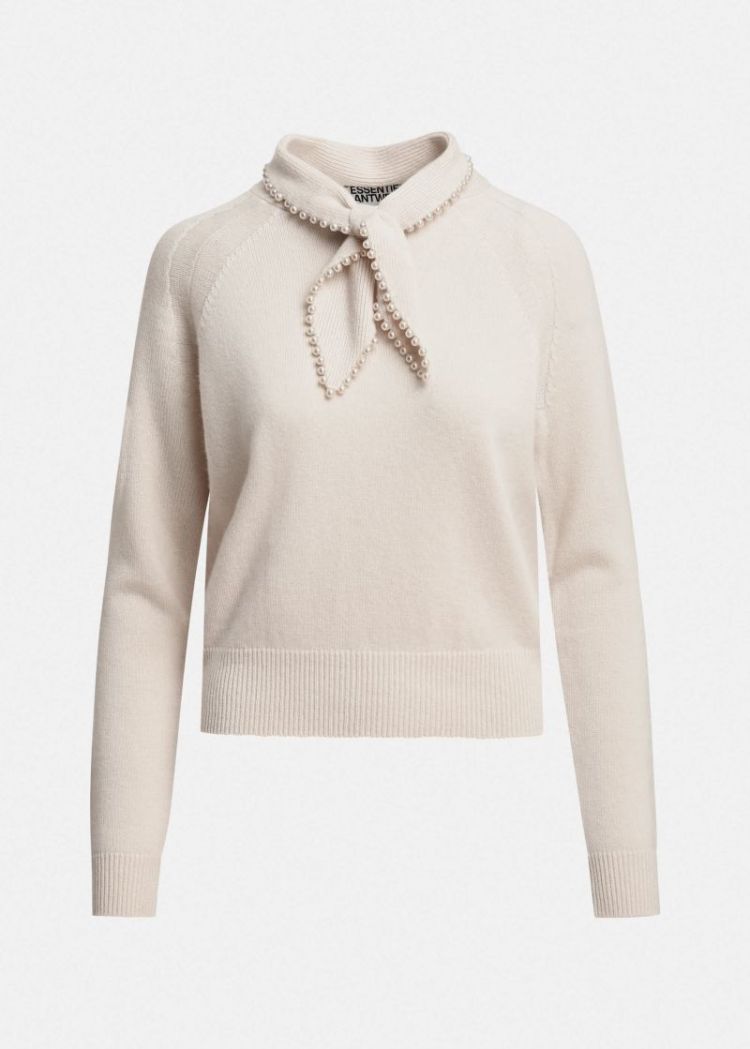 pullover with beads k1ow C1off whit