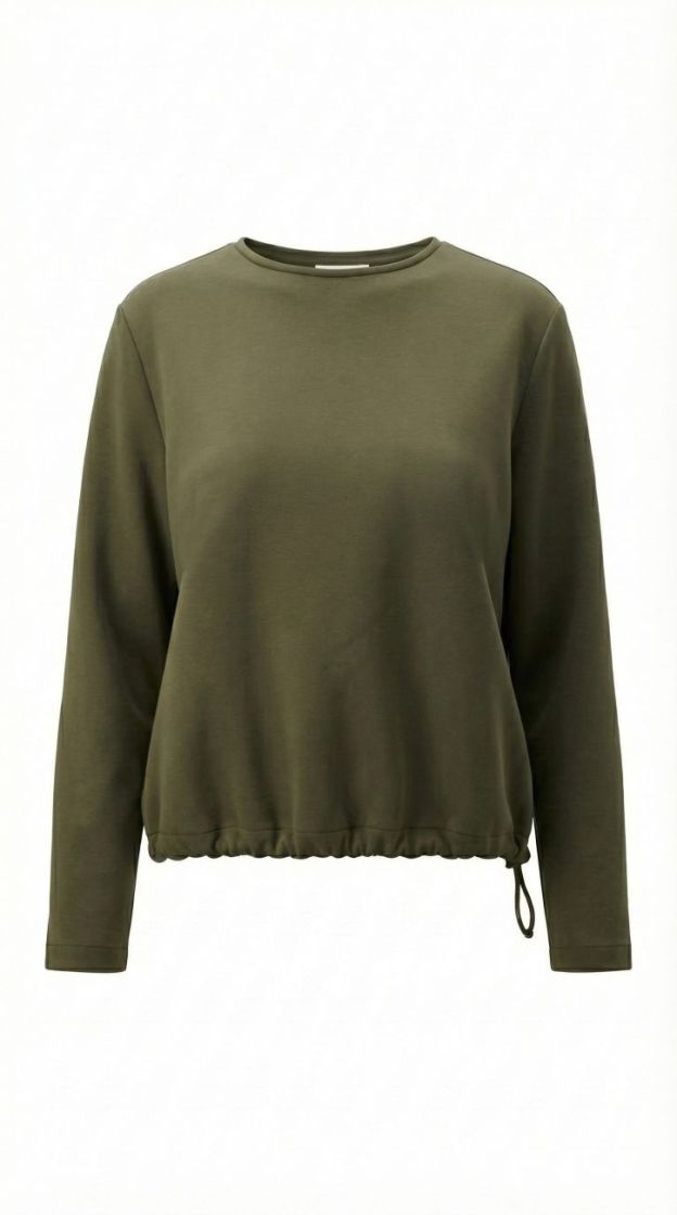 blouse with round neckline and long sleeves olive-night 