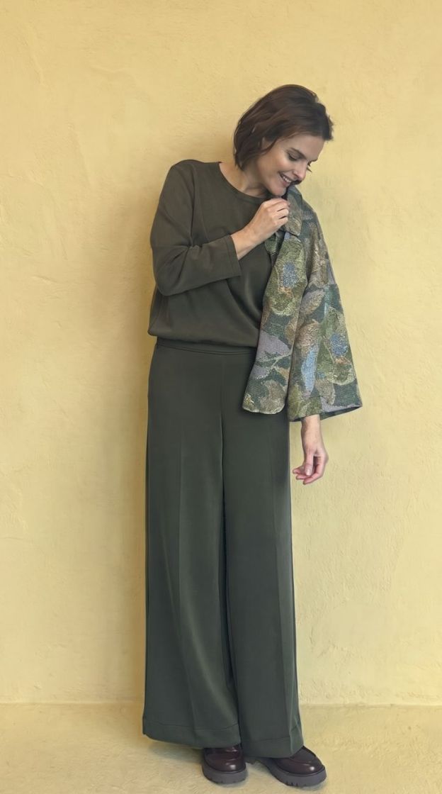 trousers with wide legs olive-night