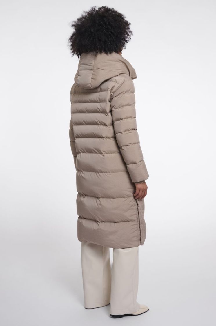 Padded coat with detachable collar Mocha latte 
