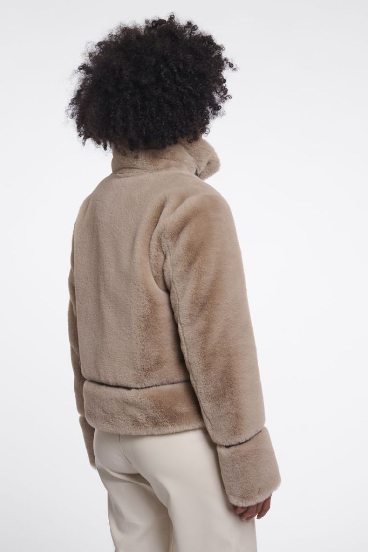 Short faux fur jacket Oat
