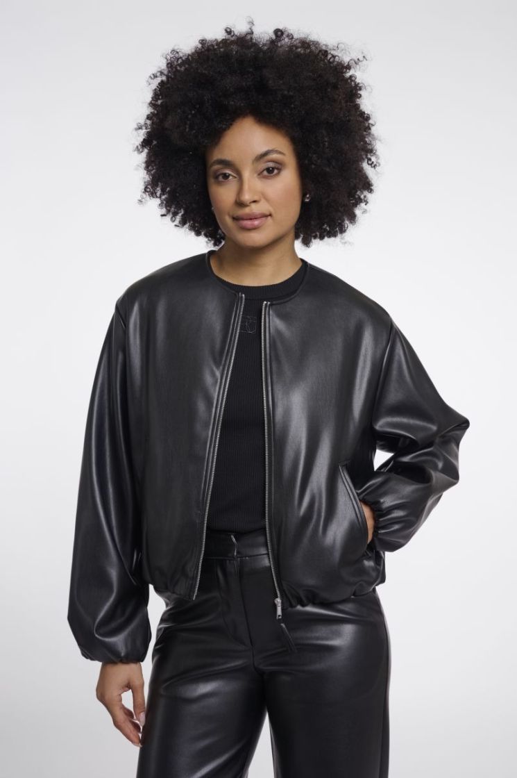 Faux leather blouson jacket Black