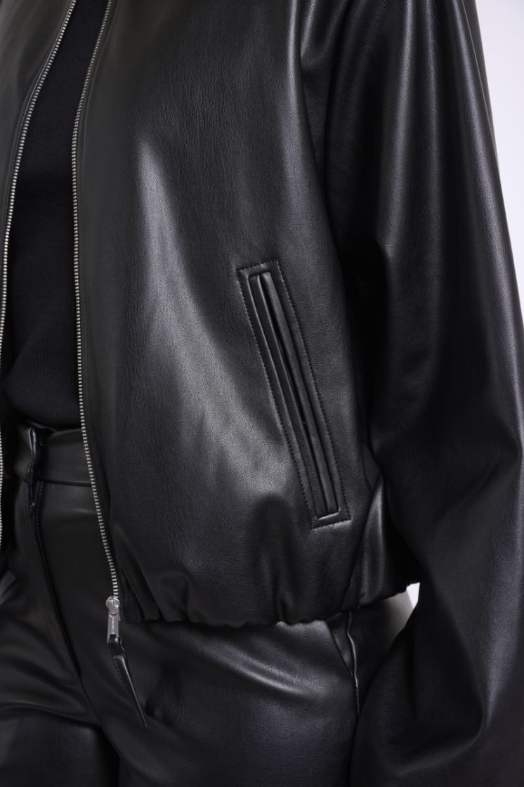 Faux leather blouson jacket Black