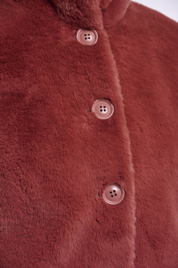 Single breasted faux fur jacket Antique rouge