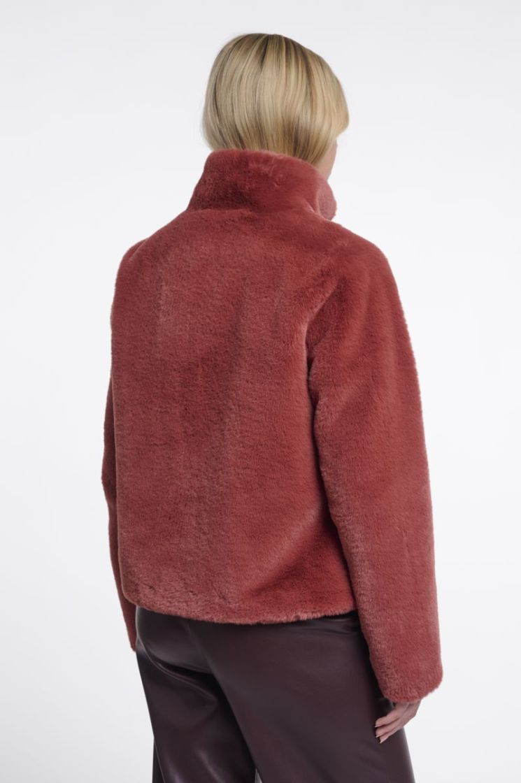 Single breasted faux fur jacket Antique rouge 