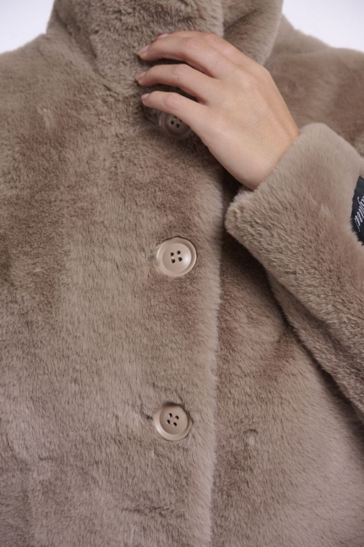 Single breasted faux fur jacket Mocha latte