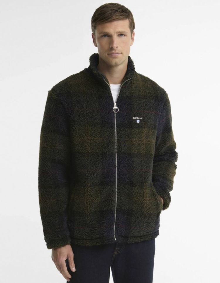 BARBOUR TARTAN FLEECE ZIP THROUGH SWEATSHIRT TN43 SHADOW CLA