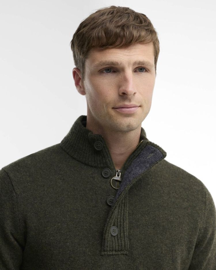 BARBOUR ESSENTIAL PATCH HALF ZIP KNITTED JUMPER SOS - GN73 SEAW
