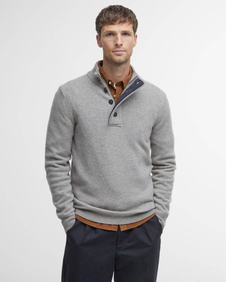 BARBOUR ESSENTIAL PATCH HALF ZIP KNITTED JUMPER SOS - ST51 STON