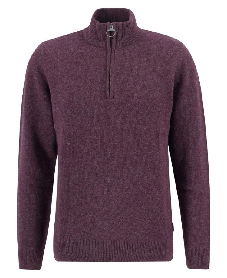BARBOUR HOLDEN HALF ZIP KNITTED JUMPER SOS - RE77 RUBY