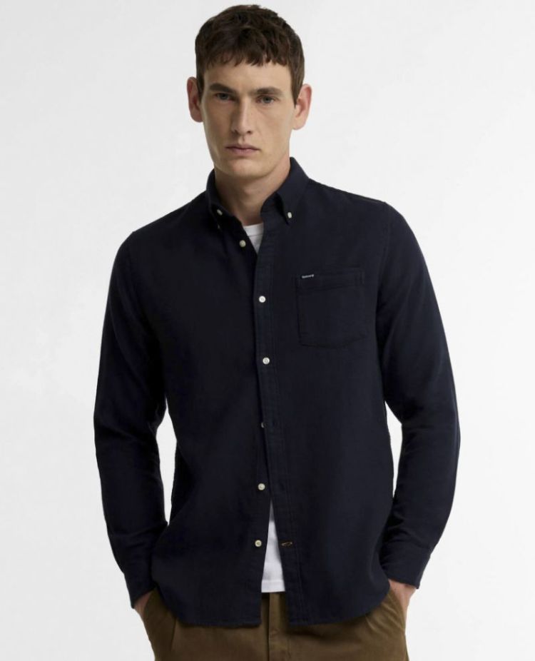 BARBOUR BUCKLEY TAILORED HERRINGBONE SHIRT NY91 NAVY 