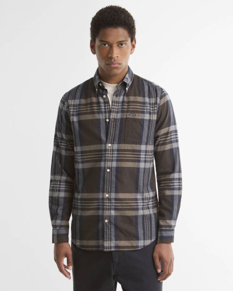 BARBOUR DOVEDALE TAILORED CHECKED SHIRT SN71 DARK SAND 