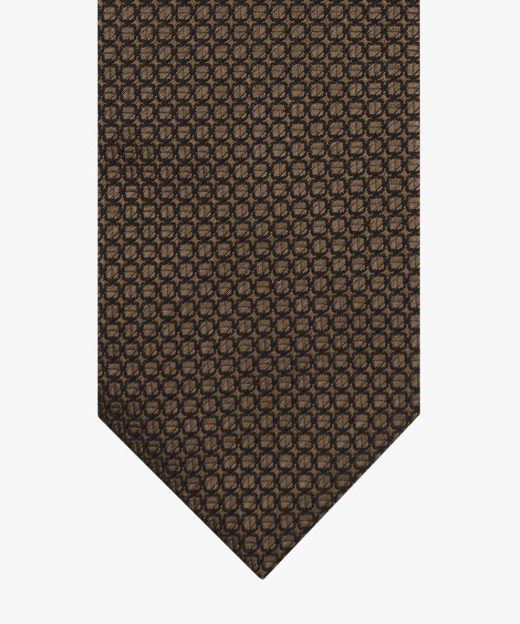 TIE SILK WOVEN BROWN H 