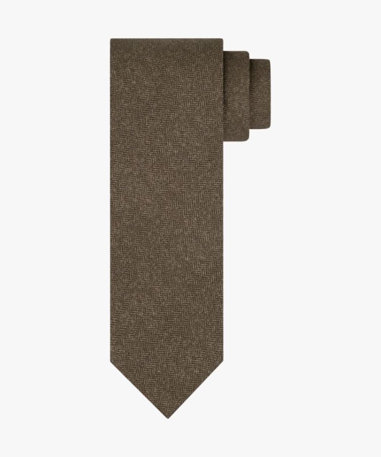 TIE SILK PRINT BROWN H 